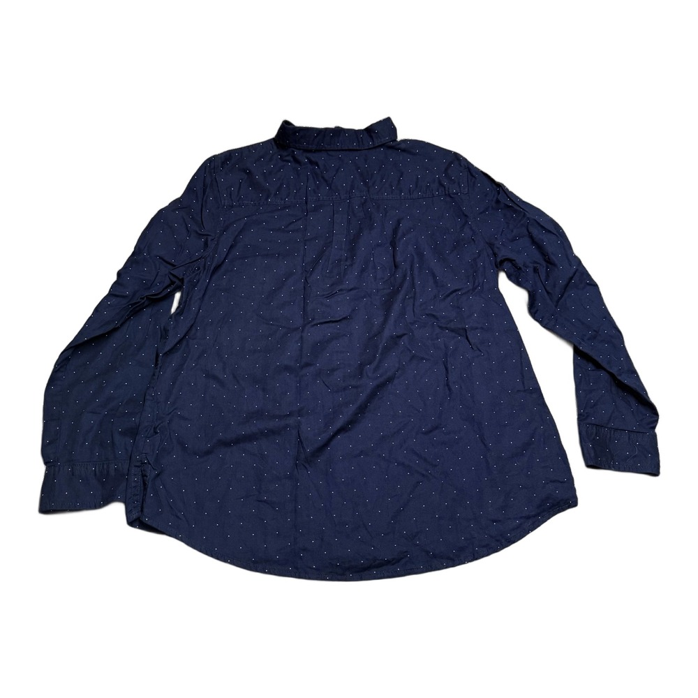 St Johns Bay Mens XL Navy Polka Dot Button Down Shirt - Picture 4 of 7